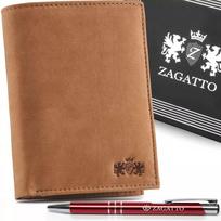 Vyriška odinė vertikali piniginė, ruda, patvari, erdvi, su RFID technologija, ZAGATTO