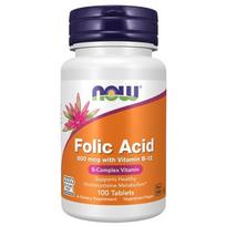 NOW FOODS folio rūgštis - folio rūgštis 800 mcg + vitaminas B12 25 mcg - 100 tablečių