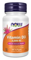 NOW FOODS vitaminas D3 2500 TV - 180 kapsulių