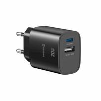 Swissten Edge GaN Travel Charger, GaN USB-C PD 20W plus USB-A 18W QC