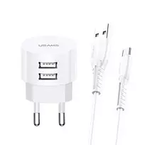 USAMS XTXLOGT18TC05 travel charger | 10W | Fast Charging | USB-A, USB-C | white