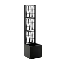 stefanplast Flower box square with grid Ethica, 36x36x140cm, grey
