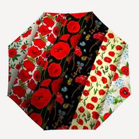 1PC Poppy Floral Umbrella-8-Rib Reinforced, Automatic Open, Lightweight & Durable, Fashion Accessory for Outdoor, Beach L0349