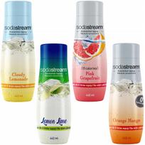 4 SodaStream koncentratų rinkinys: Citrina-Žaliasis citrinmedis + Limonadas + Greipfrutas + Apelsinas-Mėlynė
