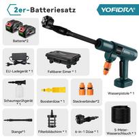 YOFIDRA 200Bar bešepetėlinis aukšto slėgio ploviklis Vandens pistoletas Automobilio + Kibiras Plovimas Sodo valiklis Purškimo pistoletas Makita 21V baterijos kaištis 2 Battery & Water Tank