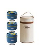 3pcs microwave portable insulated food container lunch box stainless steel bento box insulated leak proof lunch bag set 1390ml&3 karališkos mėlynos spalvos