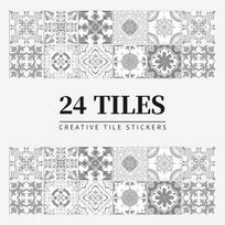 24 vnt./rinkinys Dekoratyviniai sienų lipdukai Mandala Gėlė Plytelių lipdukai PVC Lipnūs virtuvei, svetainei Vintažinis namų dekoras Sienų lipdukas 10x10cm