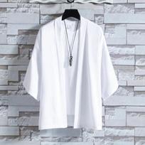 Men's Kimono Cardigan, Casual Summer Cardigan Top Open Jacket Open-front Jacket Plus Size Loose Wear Summer Ice Silk Sun Protection XS balta