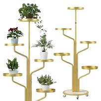 Gėlių stovas Metalo Stovas Augalams Stovintis Lentyna Ant Ratukų Auksinis 135 Cm [Kwietnik9]