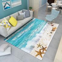 „Sea Wave“ spausdintas kilimas Namai Svetainės kilimas Miegamojo lova Dekoro kilimėlis Prieškambario kilimas Neslystantis grindų kilimėlis 80*120cm