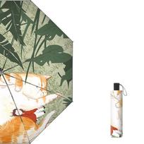 Animacinis animacinis skėtis nuo lietaus, Juoda danga, Apsauga nuo UV spindulių, Atsparus vėjui, Mielas paplūdimio įsimylėjėlių skėtis, Vidinis spaudinys Katė beige