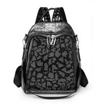 Ladies' Backpack, Multi-functional Travel Backpack, Sequined Shell Schoolbag juoda