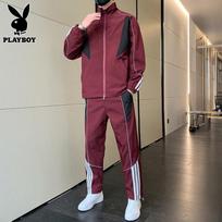 PLAYBOY Men's Color-Block Outdoor Sports Suit XL juoda
