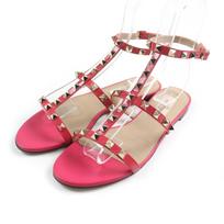 Puikūs Valentino Garavani Sandalai Rockstud čiurnos dirželis lakuota oda rožiniai Naudoti