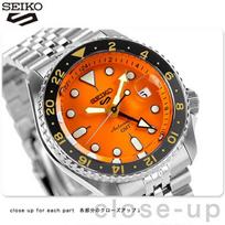 SEIKO 5 Sports SBSC005 GMT SKX Series, Radiant Orange Dial, Mechanical Automatic, 10 Bar Water Resistant, Made in Japan, Men's Luxury Watch, JDM