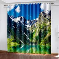 Drapes designed for Windows Living Room Space 3D Beautiful Waterfall Mountain Landscape Scenery Printed Curtains for Bedroom Boys Girls W60H60(CM)x2pcs&Grommet Top