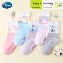 Disney mergaitėms Elsa vidurio blauzdos antibakterinės medvilninės kojinės M (18-20cm)