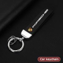 Automobilių emblemų odinis raktų pakabukas, raktų pakabukas, skirtas „Porsche 911 718 Taycan Panamera Cayenne Macan Boxster Cayman Pajun“ aksesuarams