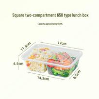 Temeiju Disposable 2-Compartment Rectangular Meal Prep Containers with Lids, 50-Pack