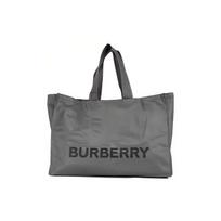 Burberry Logo Print Nylon Tote Bag, Grey Large Capacity Shoulder Handbag, Luxury Designer Shopping Bag for Daily Commute, Travel & Beach 80528711 Basic Set (Bag+Dust Bag)
