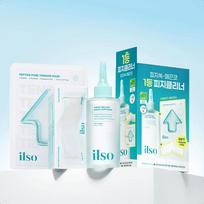 ilso Super tirpinantis riebalų minkštiklis 150ml rinkinys (su vatos diskeliu 40 vnt. + porų įtempimo kaukės lakštu 1 vnt.) ilso Softener 150gset