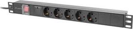 Lanberg Pdu-05f-0200-bk 19" 1u prailgintuvas, 5 lizdai, 2m