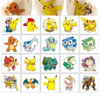 20 vnt. Pikachu laikinos tatuiruotės lipdukai, atsparūs vandeniui ir prakaitui, smagūs animaciniai lipdukai vaikų kūno dekoravimui, mergaitės gimtadienio dovana