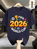 FIFA 2026 JAV/Kanados taurės Keistas Geometrinis Raštas, Universalus Vyriškas Marškinėliai su Apvalia Kaklo Iškirpte, Puiki Dovana Futbolo Gerbėjams S
