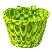 Front Handlebar Bicycle Basket Adjustable Traditional Bicycle Basket Multifunction Hand Woven Bike Basket for Kids Children Bike žalia