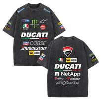 2026 m. vasaros Ducati F1 lenktyninis kostiumas Red Bull Vestapan komandos uniforma trumpomis rankovėmis vintage prausimo marškinėliai apvaliu kaklu marškinėliai S