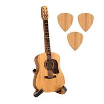 Wooden Guitar Pick Storage Box with Stand 3 Guitar Picks Ukulele Bass Acoustic Folk Electric Guitar Beat Pick Plectrum Sets