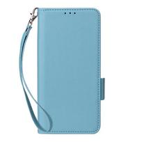 TCL 501 4G Leather Phone Case with Card Slot, Stand, and Lanyard. TCL 501 4G mėlyna