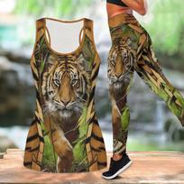 The Majestic Tiger Pattern Print Yoga Outfit for Women Fashion Workout Leggings Fitness Sports Casual Yoga Set Sports Suit XS oranžinė