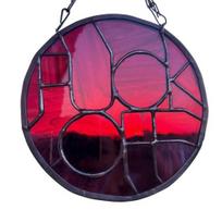 Round Sun Catcher Stained Glass Design Acrylic Suncatcher Weather Resistant Hanging Decoration for Indoor Outdoor Window Garden Home Interior Decor 9cm violetinė