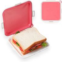 Sandwich Container Silicone Sandwich Toast Bento Box Portable Sandwich Storage Box Food Container Snack Box Reusable Lunch Box rožinė