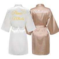 2 chalatų rinkinys Nuotakai, pamergei, vestuvinė dovana, mergvakaris [Wp-Sz-Z3] beige