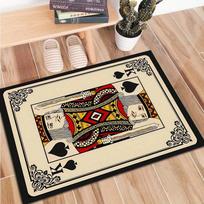 Playing Card King Print Flannel Area Rug Spades Design Living Room Decor Soft Non Slip Floor Mat For Home Use 60x90cm