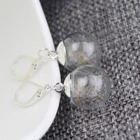 Fashion Dried Flower Earrings Jewelry Natural Dandelion Glass Ball Charm Earrings For Women Jewelry Gifts