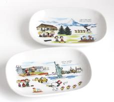 Snoopy Oval New York Set of 2 Plate 3870059 Plates, & Switzerland, Designs,