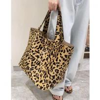 New ALA Leopard Print Tote Bag Cowhide Horse Hair Casual Shoulder Women's Large Capacity 32x30x24 leopardas