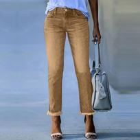 Ladies' Color Jeans Casual Straight Leg Cropped Pants XXL smėlis