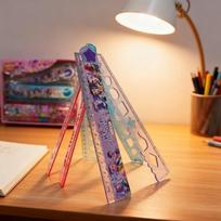 3PCS Kpop Demon Hunters Huntrix Rumi Anime Plastic Folding Ruler Set 30cm/11.8in Straight Triangle Geometry Math Measuring Tools