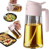 TrendPlain 16oz/470ml stiklinis alyvuogių aliejaus purškiklis maisto gaminimui – 2 viename alyvuogių aliejaus dozatorius virtuvės įrankiams persikas