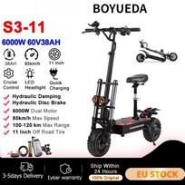 BOYUEDA Elektrinis paspirtukas S3-11 6000W Variklis 60V38Ah 85km/h 120KM Nuotolis 200KG Maksimali apkrova 11  Visureigis Sulankstomas Suaugusiems E-Paspirtukas 6000W 60V38Ah