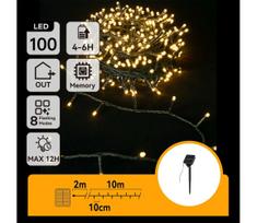 Aigostar - LED saulės  girlianda 100xLED/8 funkcijų 12m IP65 šiltai balta