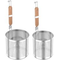 2Pcs Stainless Steel Noodle Funnel Deep Fryer Pot Strainer Basket Multifunctional Fine Mesh Sieve for Boiling Straining Deep Fry