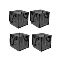 Tinklinis tvenkinio augalų krepšelis Vandens augalų auginimo maišelis Daugkartinio naudojimo dideli sodinimo vazonai su rankenomis vandens lelijoms, lotosams, vandens augalams auginti 4pcs Square gray