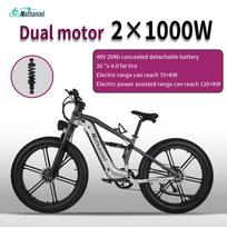 Nathaniel SYR09 E-bike,Dual motor,26*4.0Fat tire,All terrain off-road Ebike 26 sidabras/tamsiai pilka spalva