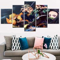 Frames For Modern Paintings Canvas Posters 5 Pieces Demon Slayer Home Decor Art Print Modular Japan Anime Pictures Wall Decor 20X35 20X45 20X55cm