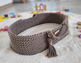 BOHO medvilninis Mozės krepšys - lėlės nešioklė - mocha